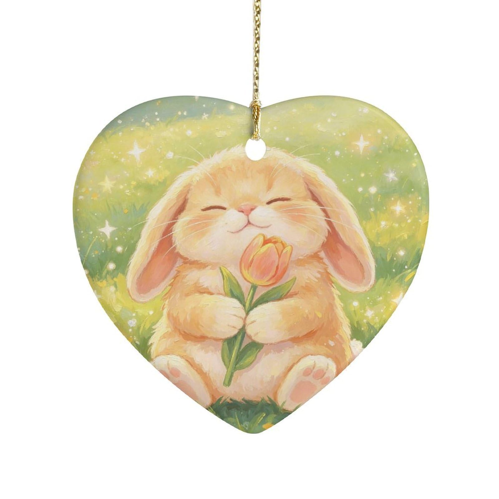 Fekiloot Style Cute Bunny Ceramic Ornament Home Decor Keepsake