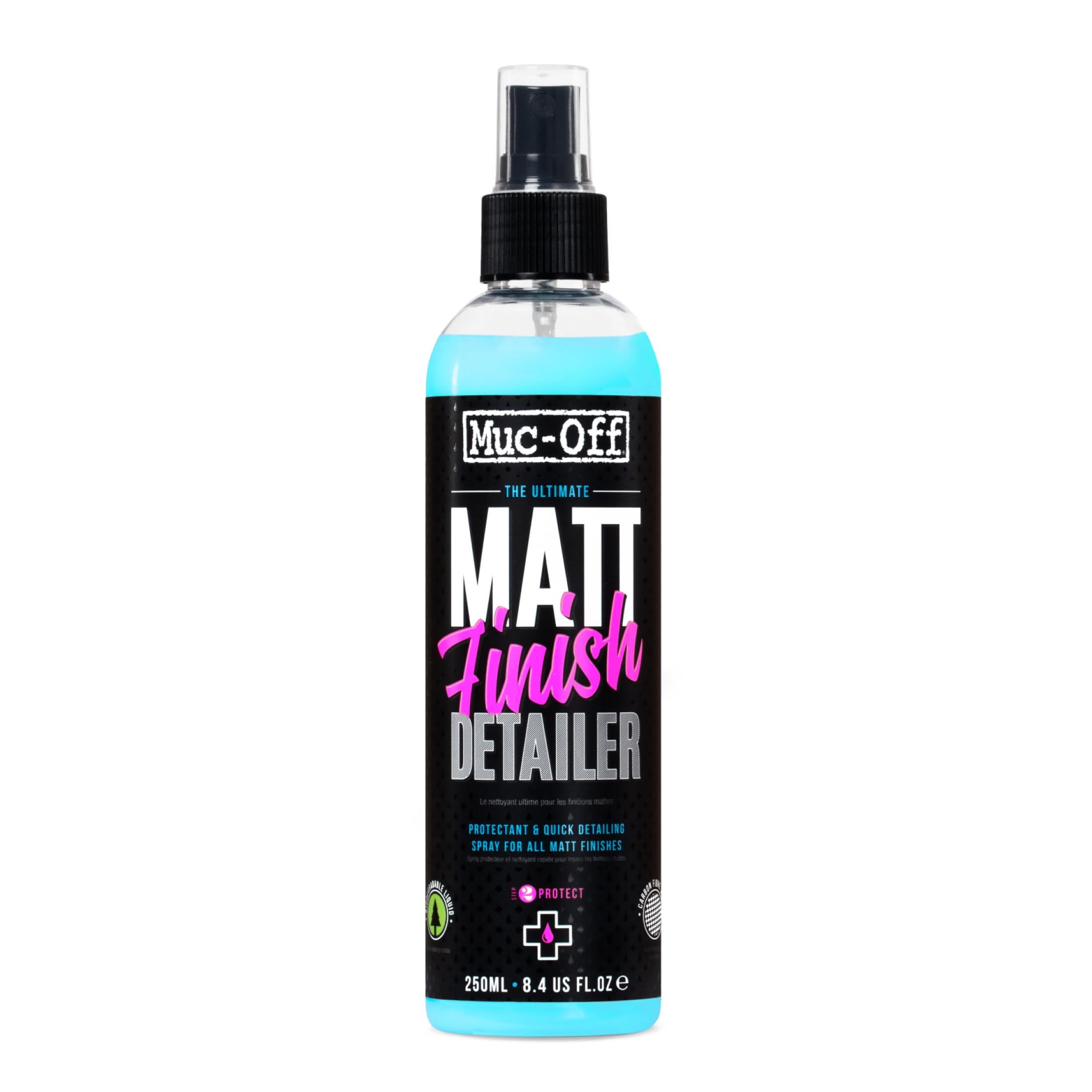 Muc-Off Matt Finish Detailer, 250 ml- Spray Detergente per Bici Satinate e Protettore per Pellicole Opache di Alta Qualità - Per Bici e Moto