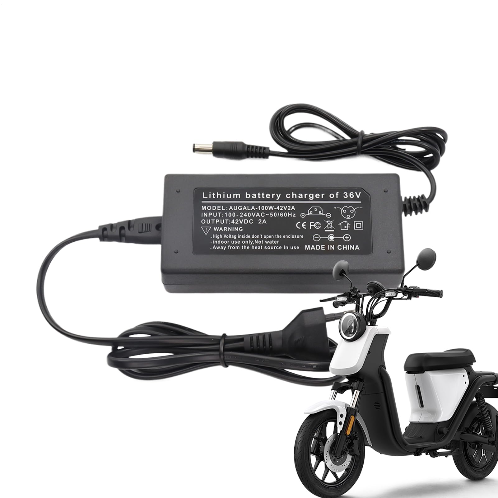 Cargador para Patinete Eléctrico | Cargador de Batería Recambio 42V 2A - Equipo de Carga Diaria para Vehículos como Bicicletas Eléctricas Patinetes y Monopatines