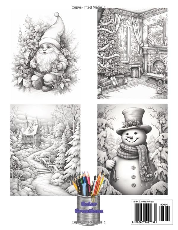 Grayscale Christmas Coloring Book For Adults: A New Heartwarming Christmas Coloring Book With Grayscale Christmas Coloring Pages image 3
