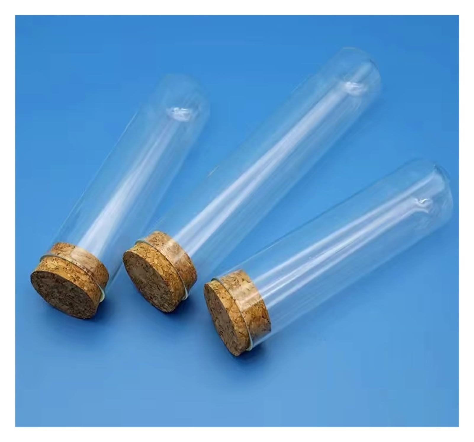 100 unids/Pack 25 * 95mm Tubo de ensayo de plástico Transparente de Fondo Tubo de ensayo Transparente Tubo de Embalaje de té con Corcho