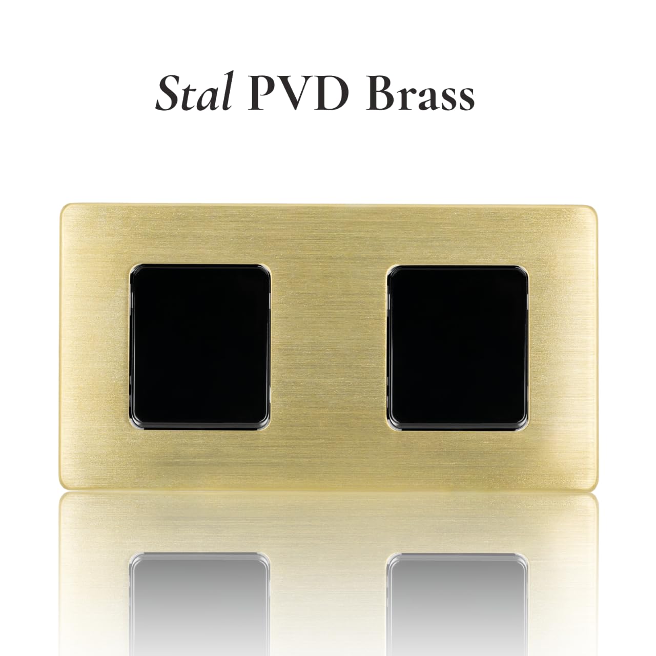 Włącznik Światła Podwójny Czarny Krzyżowy Stal Szczotkowana PVD Brass