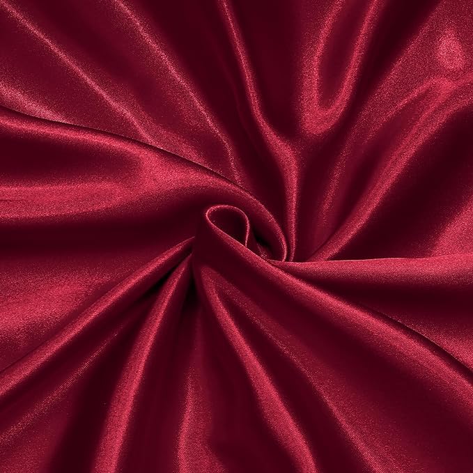 Plain Silky Shine Satin Solid Fabric Material for Fashion Design Stitching Multiple Use Includes Dress, Pillow Cover, Designer Cloths, Home Decor Material - 44" Hight (RED, 1 Meter)