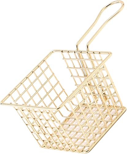 Cesta para freidora, cesta de freidora de gran capacidad para el hogar (oro imitación)