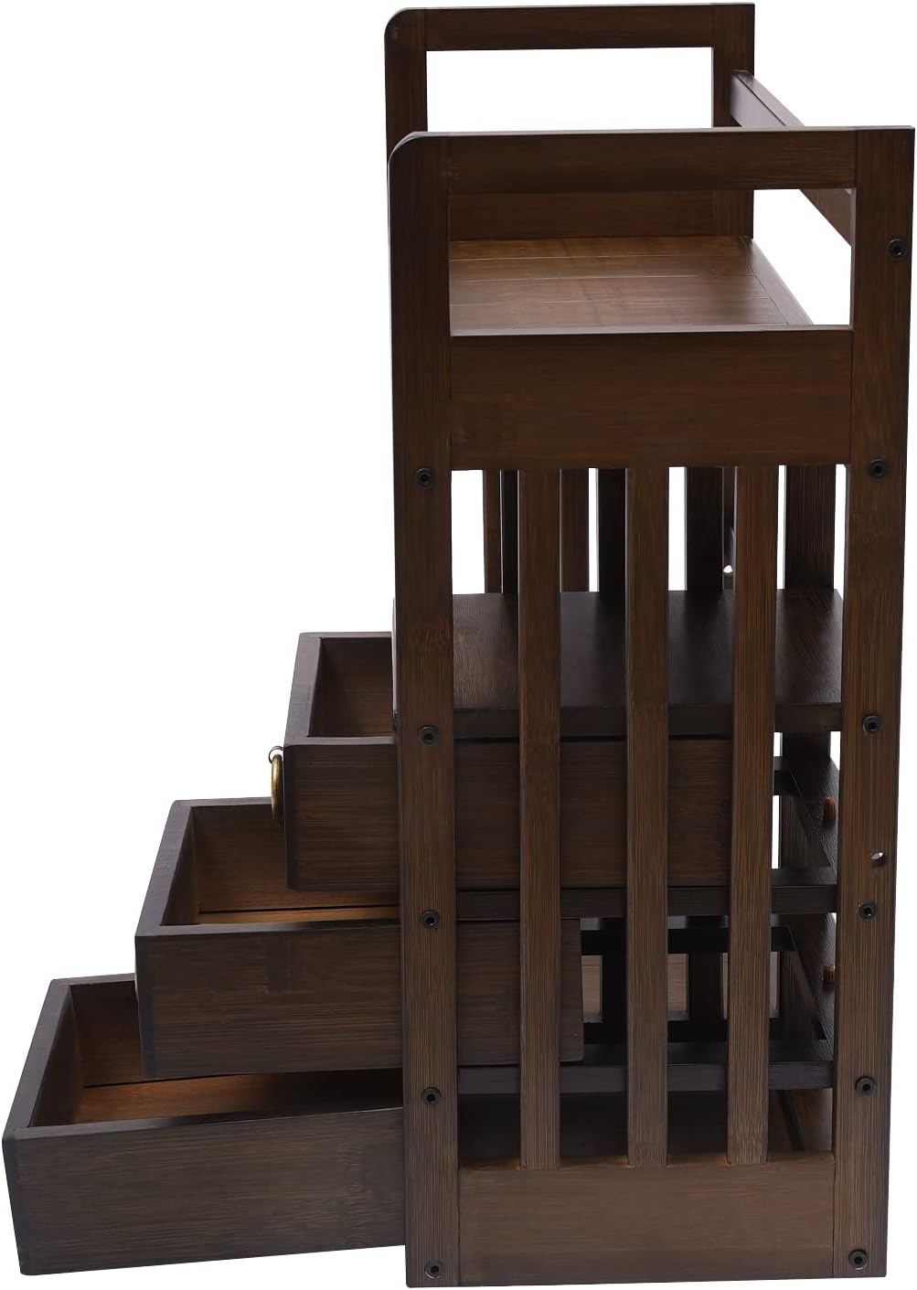 Bamboo Desktop Bookshelf with 3 Drawers, Tabletop Organizer