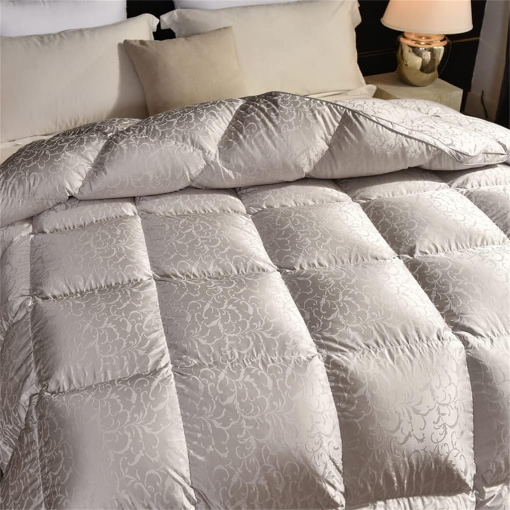 White Duck Down Quilt Down Fluffy Cozy Four Seasons Duvet Brocade Warm Queen King Quilted Comforters(220X240cm 2.75kg)