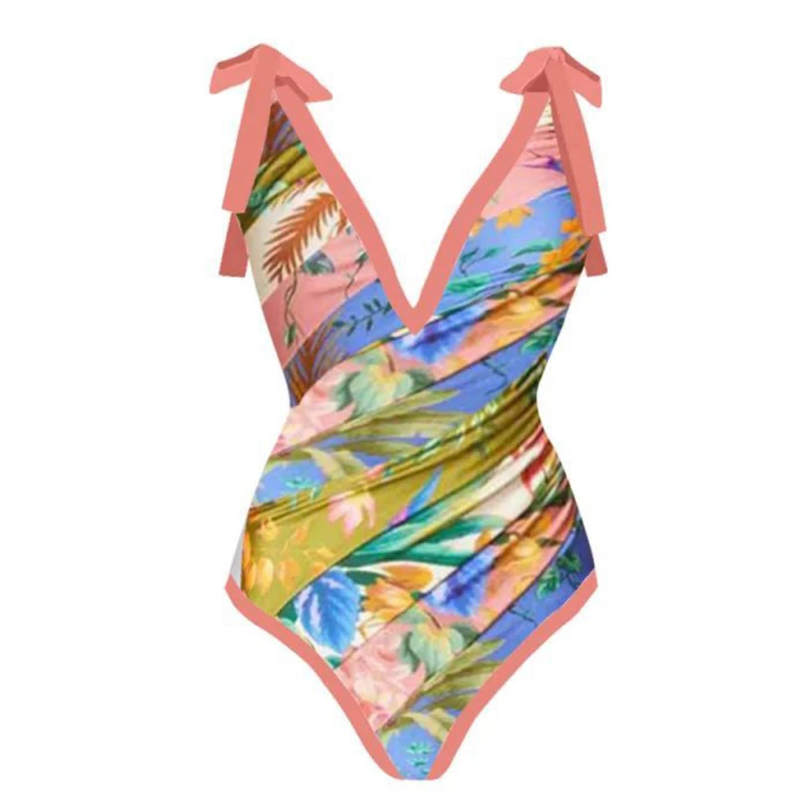 Mujeres Traje De Baño De Dos Piezas con Falda Larga Sarong Playa Cover Up Beachwear para Playa, Piscina, Vacaciones Tropicales (Color : B, Size : L)