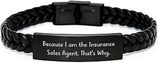 Spring Pet Products Gifts from Friends for Insurance Sales Agent, Interlaced Leather Bracelet with Funny Quote, Birthday Unique Gifts for Insurance Professionals