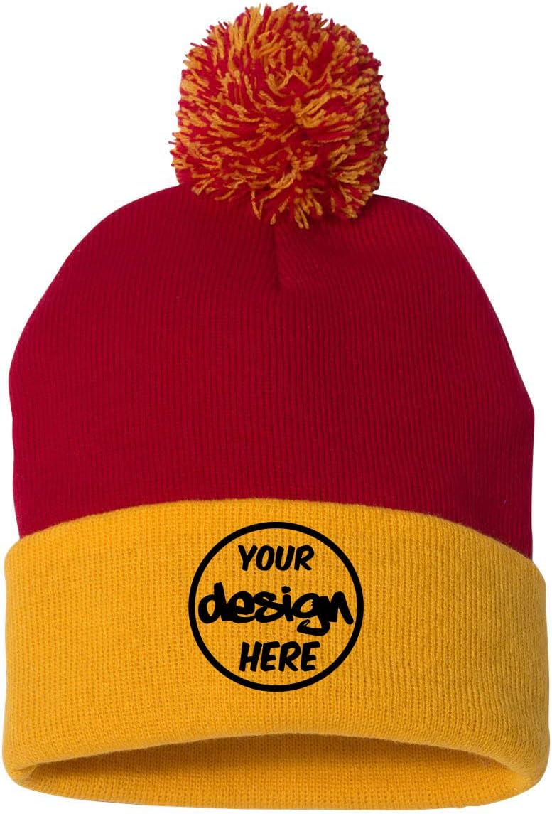 INK STITCH Sp15 Unisex Custom Personalized Add Your Own Logo Texts Pom Beanie Winter Hats