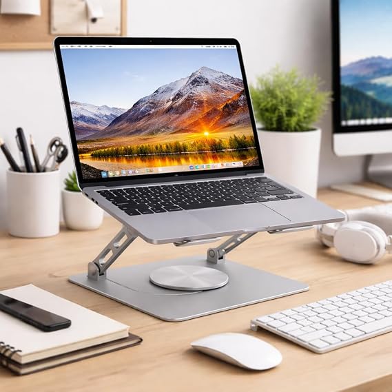 Coverzone Şok Soğutma Profesyonel Dizüstü Bilgisayar Notebook Soğutucu Laptop Stand Oyuncu Laptoplarına Özel Tek Büyük Fanı İle Hızlı Soğutma 1 Type-C Giriş 360 Derece Döner | K8
