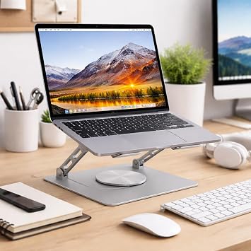 Coverzone Şok Soğutma Profesyonel Dizüstü Bilgisayar Notebook Soğutucu Laptop Stand Oyuncu Laptoplarına Özel Tek Büyük Fanı İle Hızlı Soğutma 1 Type-C Giriş 360 Derece Döner | K8