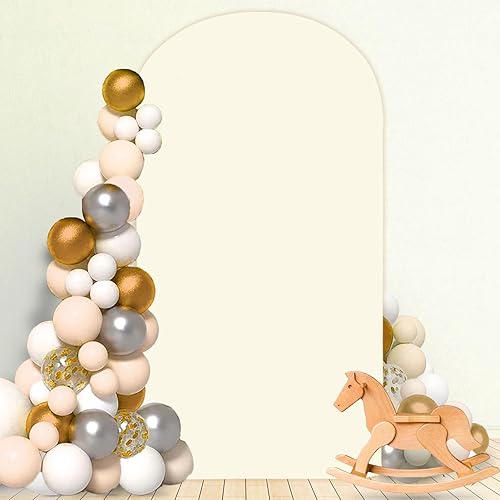 Miniatura 9 de MODFUNS Cubierta de arco de boda de 6 pies de elastano, color beige, cubierta de arco de Chiara para arco, cubierta de arco de fondo elástica, tela
