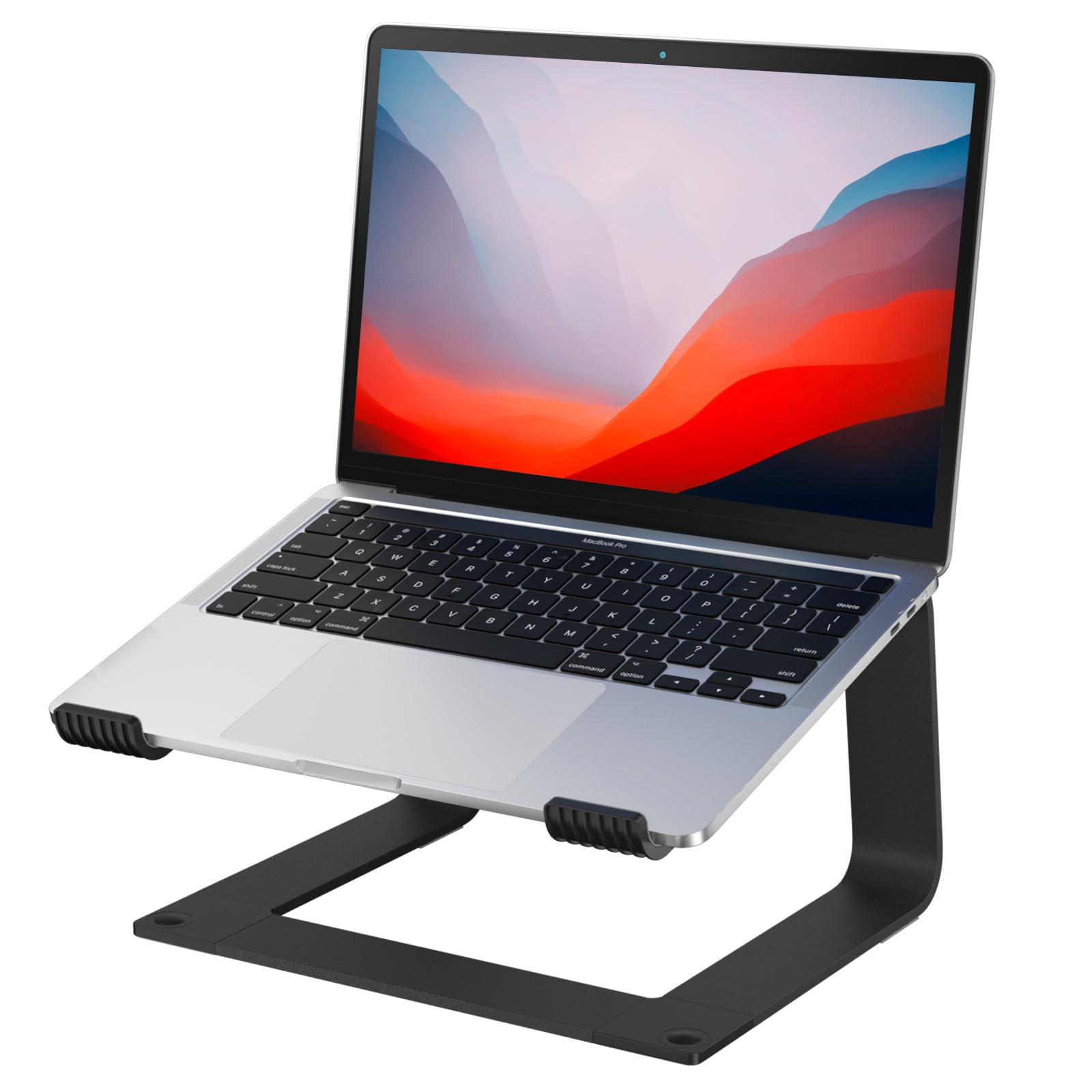 GleYo Laptop Stand for Desk Portable Computer Riser Metal Notebook Holder Printer Stand Office Desk Accessories Compatible with MacBook Air, Pro, Dell, HP, Lenovo and All 10-16" Laptops, Black