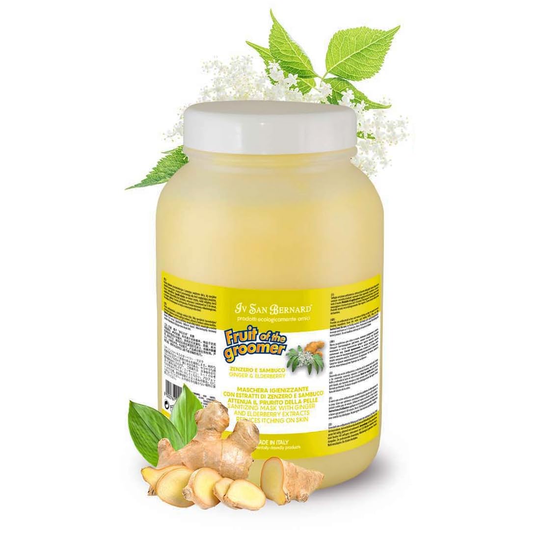 Máscara de Jengibre y saúco - Mascarilla para Perros - 1L - Mascarilla acondicionadora para Perros y Gatos: Brillo, Alivio y Cuidado Natural –Champú con Ingredientes Naturales