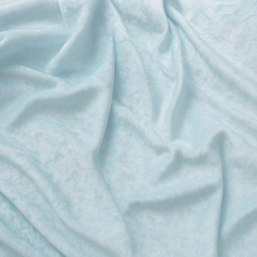 Light Blue Crushed Velvet Upholstery Fabric – 150cm (59") Wide, 6 Metre Length, 180gsm - Soft Luxury Material by The Metre – Ideal for Curtains, Cushions, Furniture, Crafts & Décor