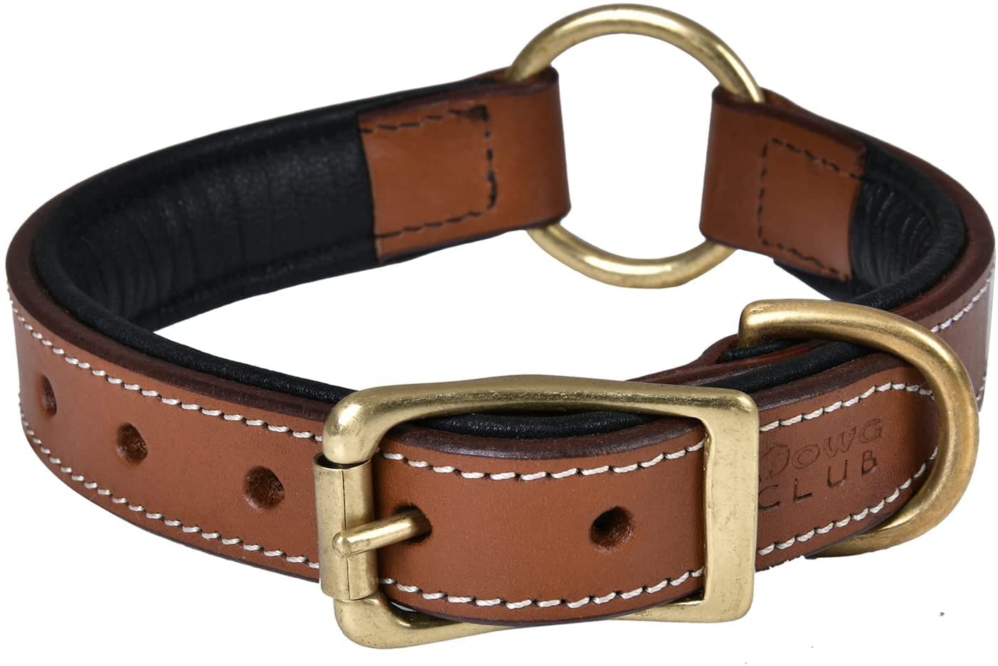 DowgClub Genuine Leather Adventure Dog Collar, X Large, Soft Padding