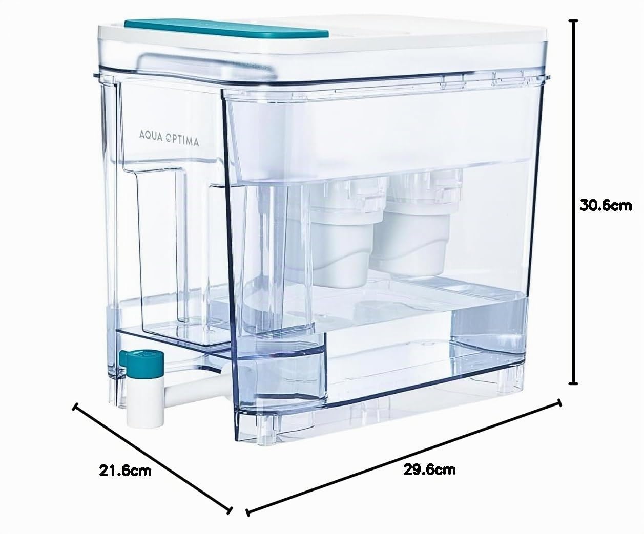Aqua Optima Dispensador Perfect Pour de Agua Filtrada (8.2L) con Soporte y 6 Filtros - Apto para Nevera, Lavavajillas y Encimera - Reduce Cal, Cloro y Otras Impurezas