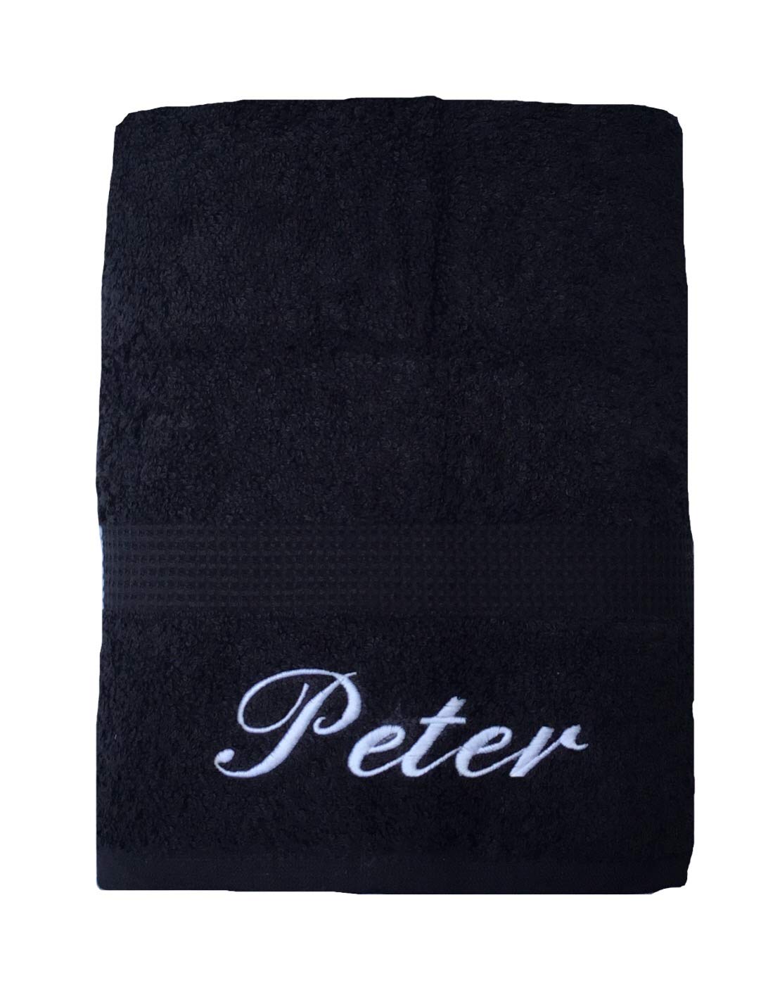 Niche Embroidery Personalised Embroidered Bath Towel With the Choice of Diffrent Colours (Black)