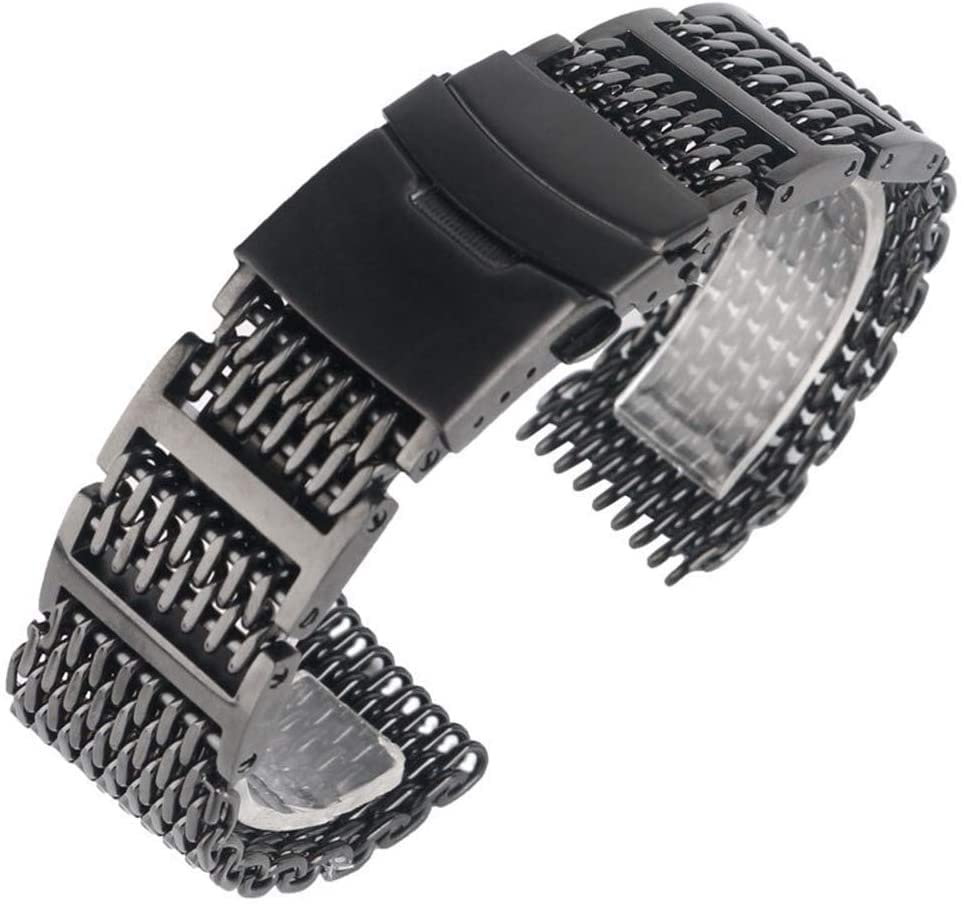 Bracelet de montre 20mm 22mm 24mm acier inoxydable strap montre homme noir mesh