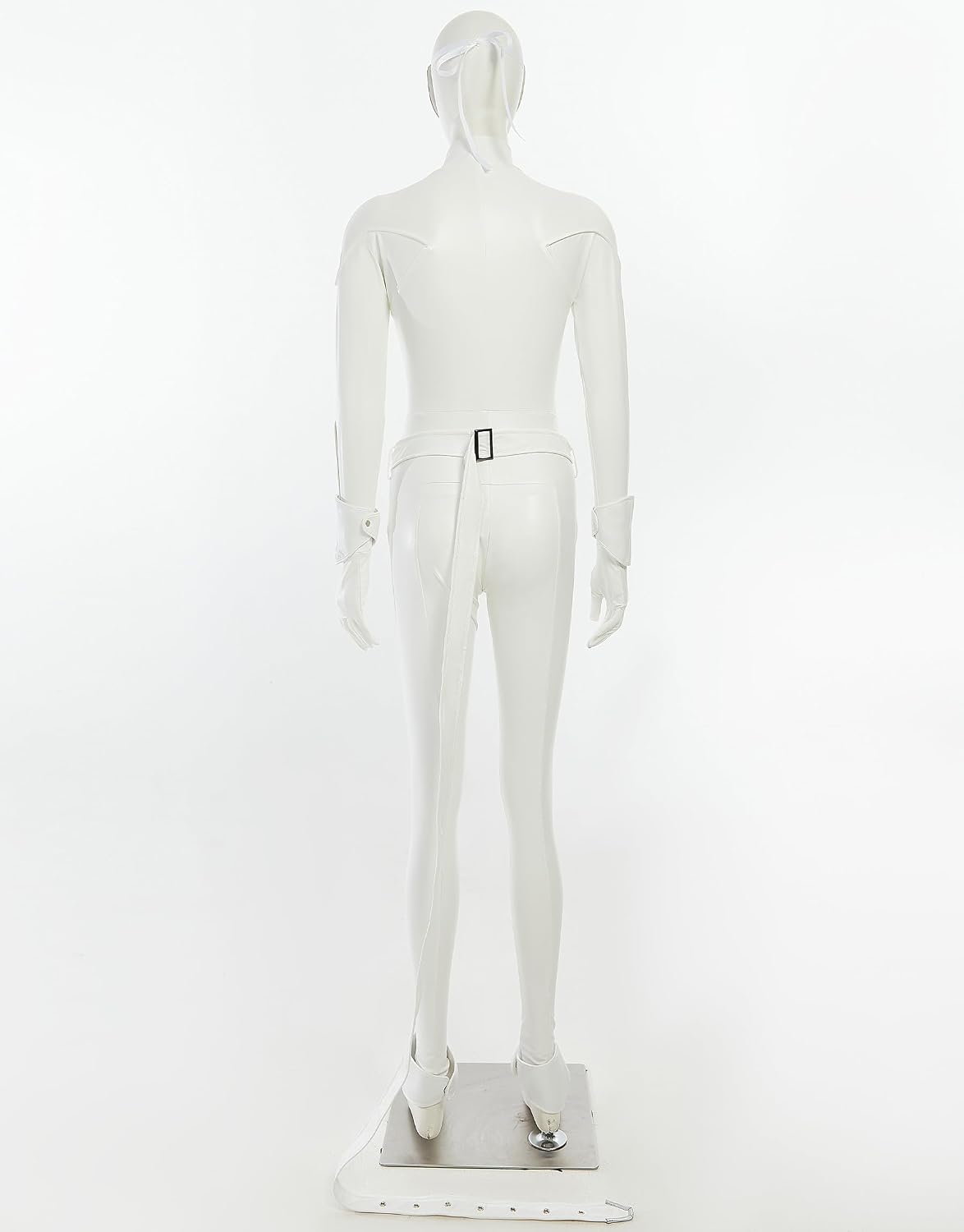 Micotaku Miraculous Cat Blanc Cosplay Costume Unisex White Elastic Leather Jumpsuit Halloween Costume