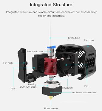 Creality Ender 3 V2 Full Hotend Kit 3D Printer Parts, 3D Printer Accessories Assembled Hotend Nozzle Kit with Dual Fans and ABS Shell for Ender-3 V2