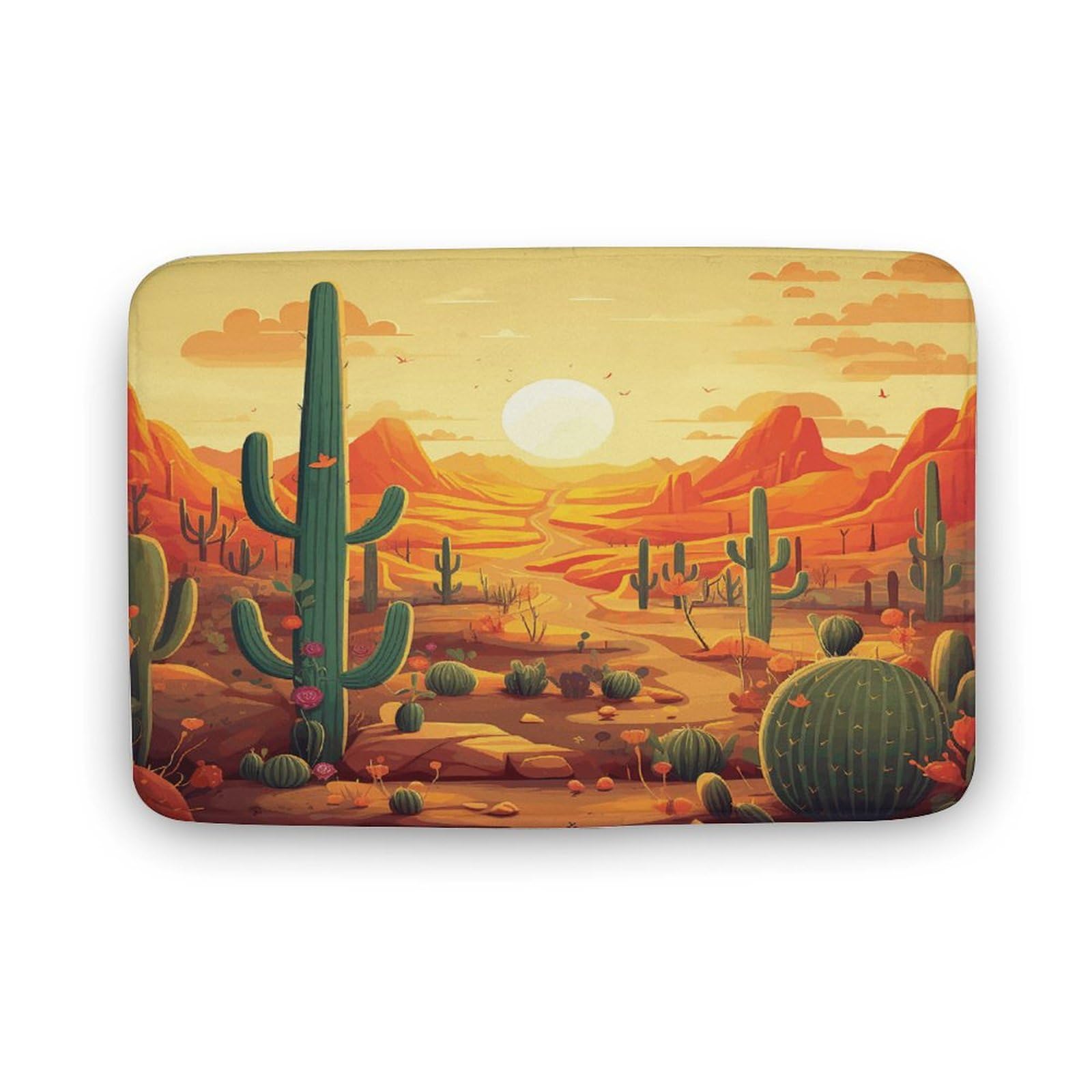 BFGWK Bathroom Rugs Super Absorbent Bath Mat Non Slip Cactus at Sunset Printing Bath Rugs for Bathroom Floor