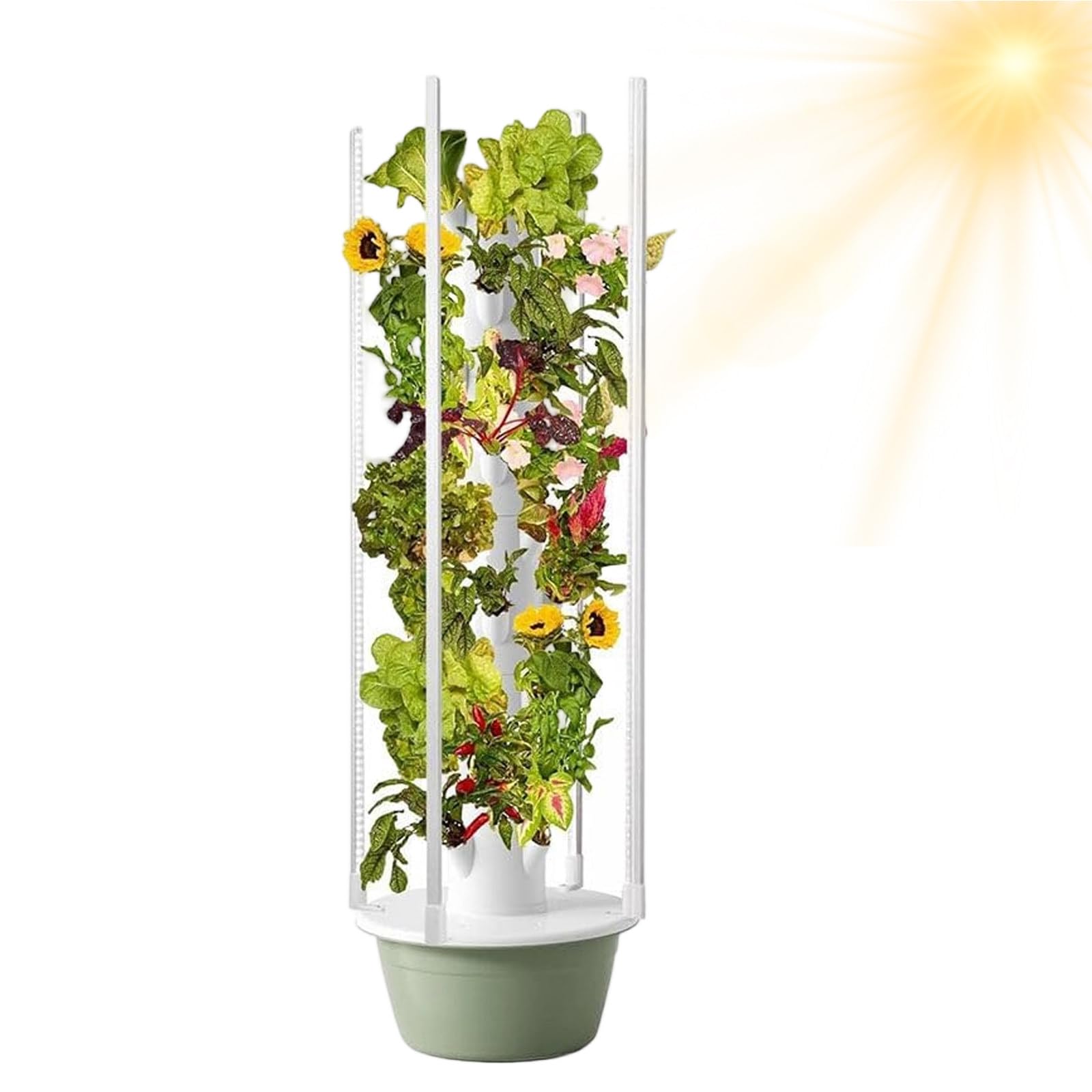RUODATONLY Hydroponic Tower, 9Layer Hydroponics Growing System Kit with 36 Slots and nutritional pack set, Vertical Garden System with 30L Water Tank for Indoor Outdoor Home, Patio 5Layer