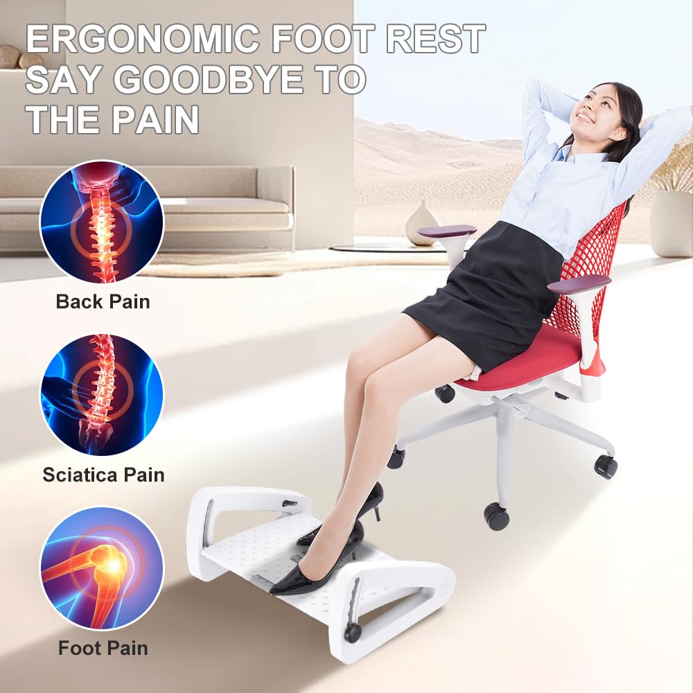 Fußstütze für unter dem Schreibtisch bei der Arbeit – Sechs höhenverstellbare Fußstütze unter dem Schreibtisch – Ergonomische Fußhocker für den Schreibtisch – Schreibtisch-Fußstütze mit
