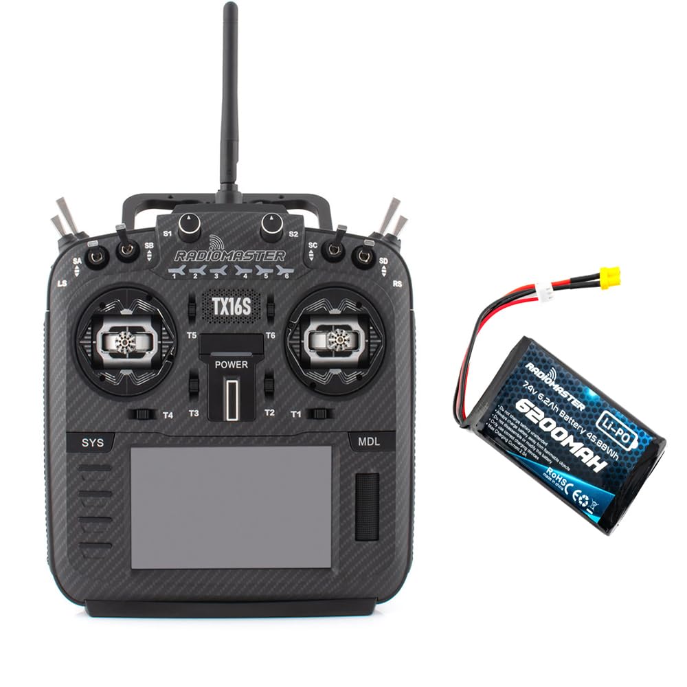Radiomaster TX16S MKII MAX with AG01 Hall Gimbals Radio Control System ExpressLRS or Multi-Protocol 4in1 (4in1 Mode 2-Black with 6200)