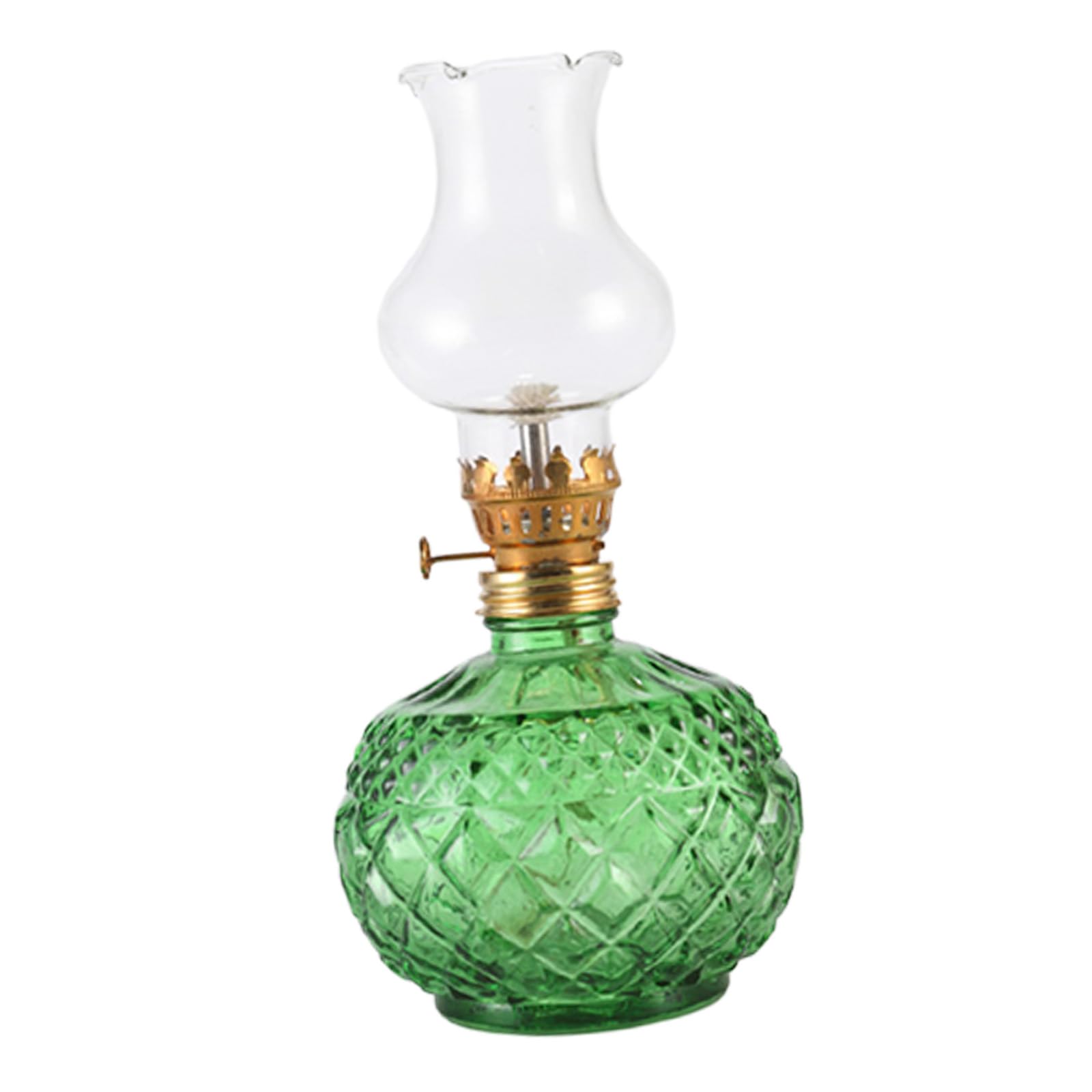 Hsioluted Green Decorative Glass Oil Lamp Emergencies Lighting Indoor Table Decorative Light For Tabletop Bedside Shelf Enduring Antique Glass Lamp