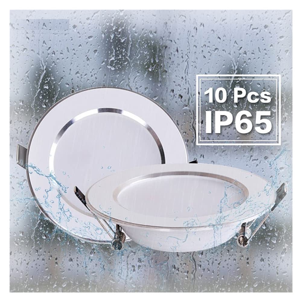 TTPP Dimmable LED étanche LED Down Lights 5w 7w 9w 12w 15w 18w Downlight Downlight Lights Lampe De Plafond pour Ampoule De Salle De Bain (10 Pcs)-7WIP65230V-Coldwhite