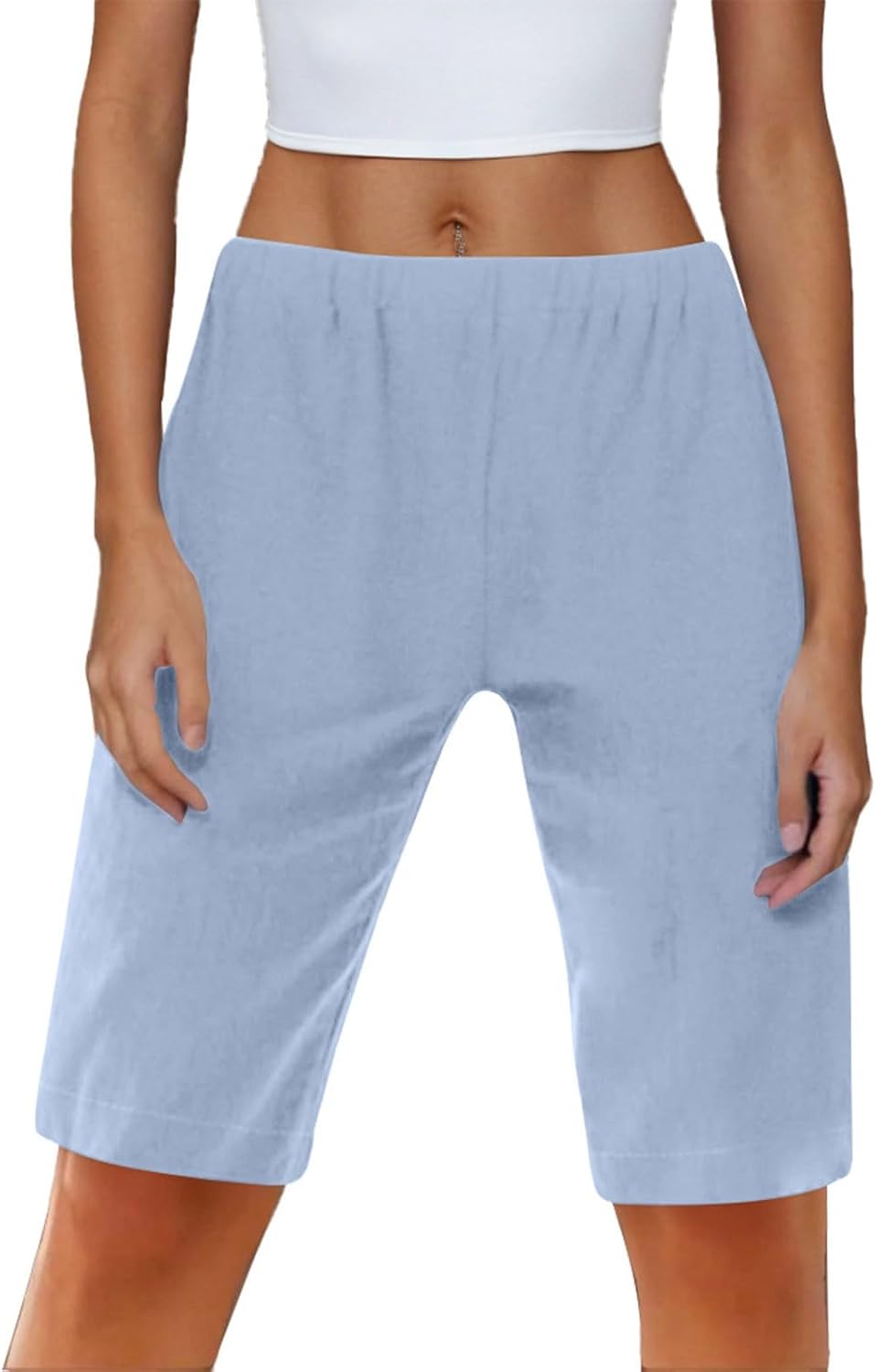Cotton Linen Shorts for Women Summer Beach Casual Shorts Comfy Lightweight Vacation Bermuda Outfits Lounge Pants