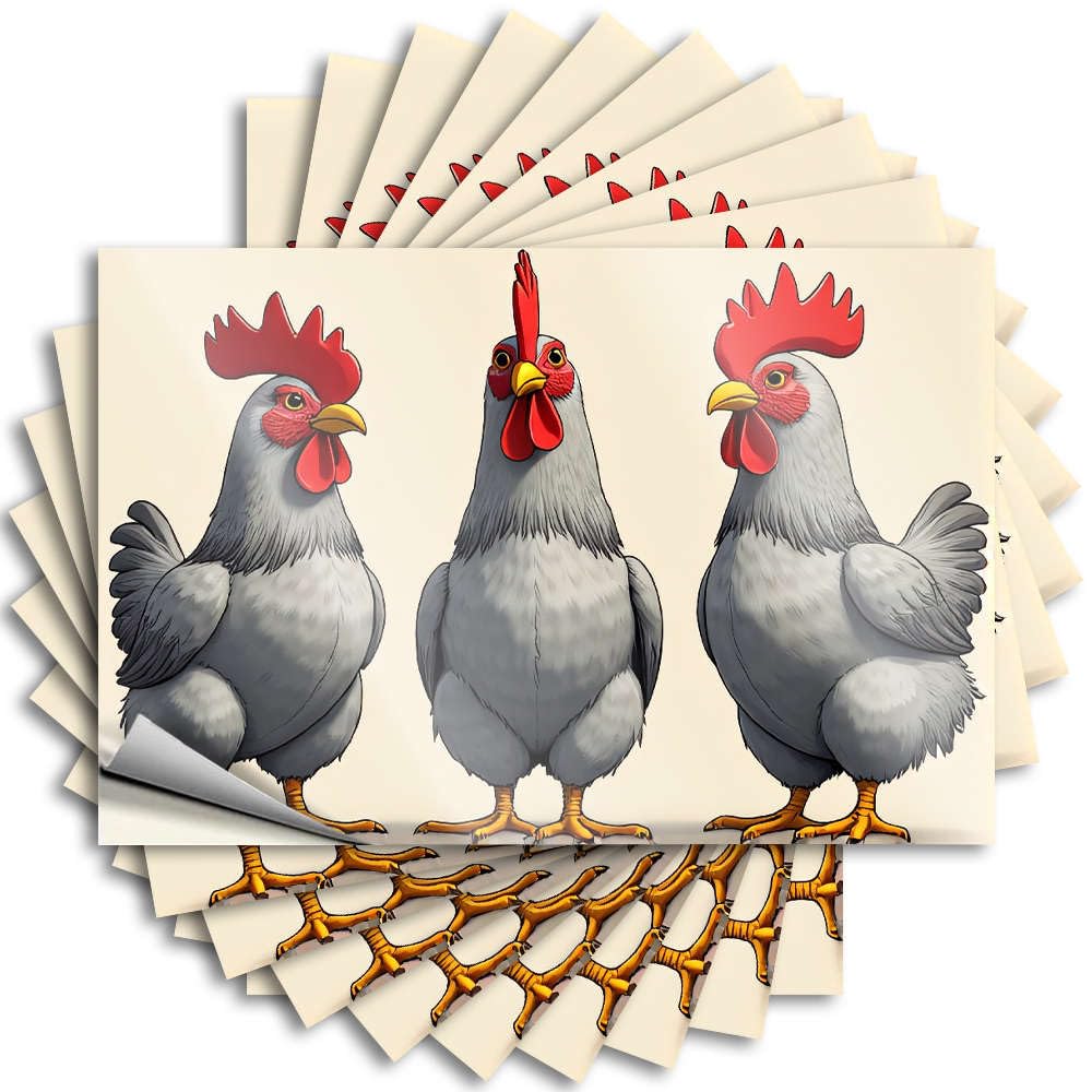 Three Cartoon Roosters in Different Poses. Man Cave Decor Items DIY | Feminist Decal Garage Removable Vinyl Sticker Decal(12X18CM)