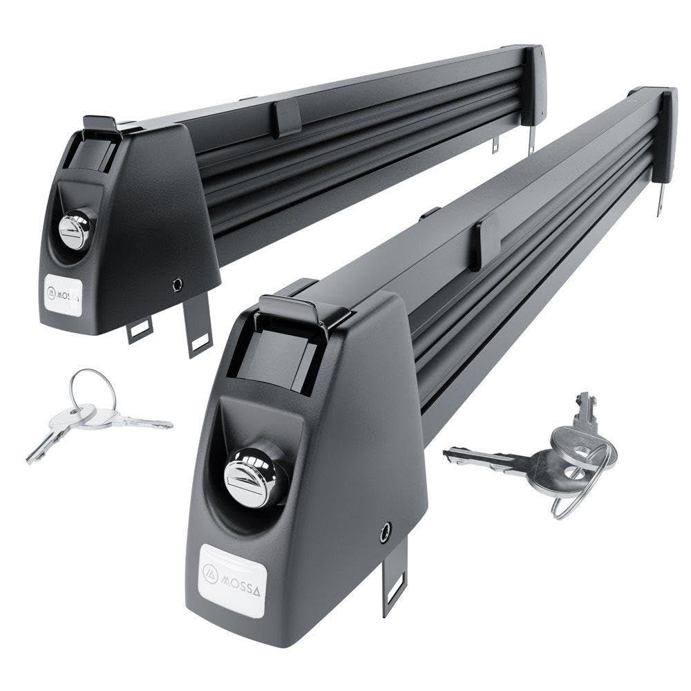 Mossa Portaesquís para portaequipajes de Techo - Negro - para 5 Pares de esquís o 4 Tablas de Snowboard