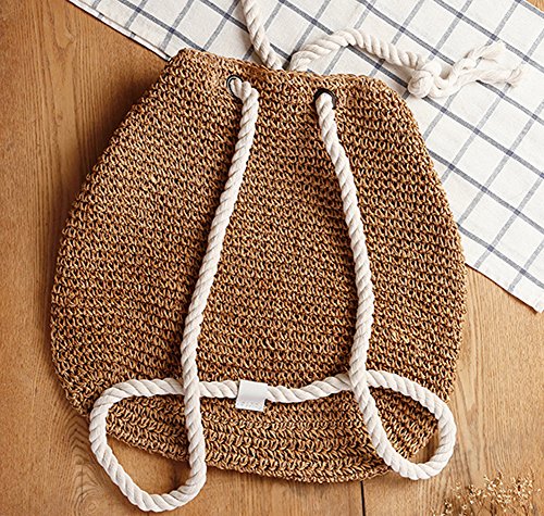 TONWHAR® Campus Fashion Straw Shoulder Bag Beach Backpack Purse4