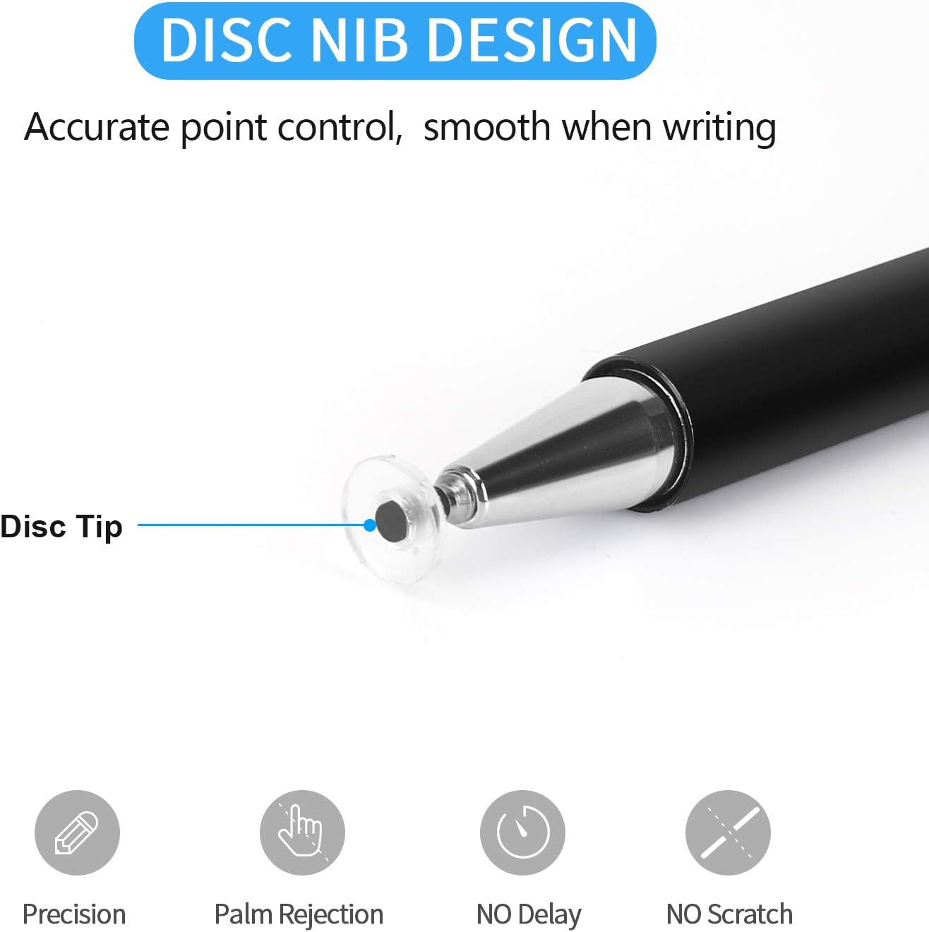 Capacitive Stylus Pen for Touch Screens, Smart High Sensitivity Pencil Drawing Writing Compatible with iPad Pro/iPad Mini/iPad Air/iPhone Series All Touch Screens (Black)