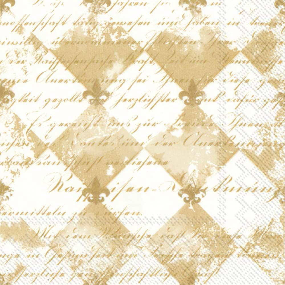 Boston International IHR Paper Cocktail Napkins, 5 x 5, French Fleur De Lis White