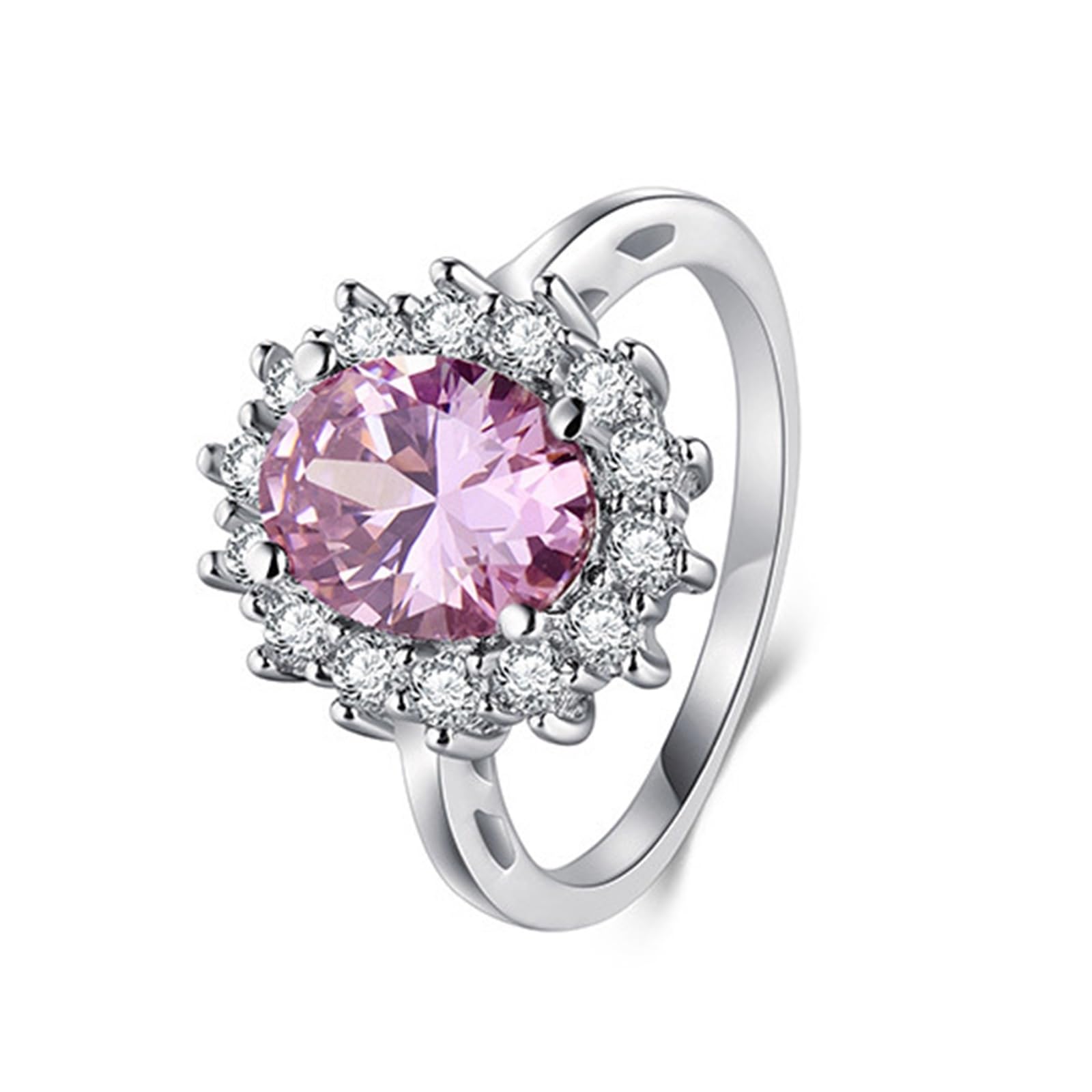 Wycian Anillo de compromiso de plata de ley 925 con circonitas de lujo, tamaño 57 (18,1)