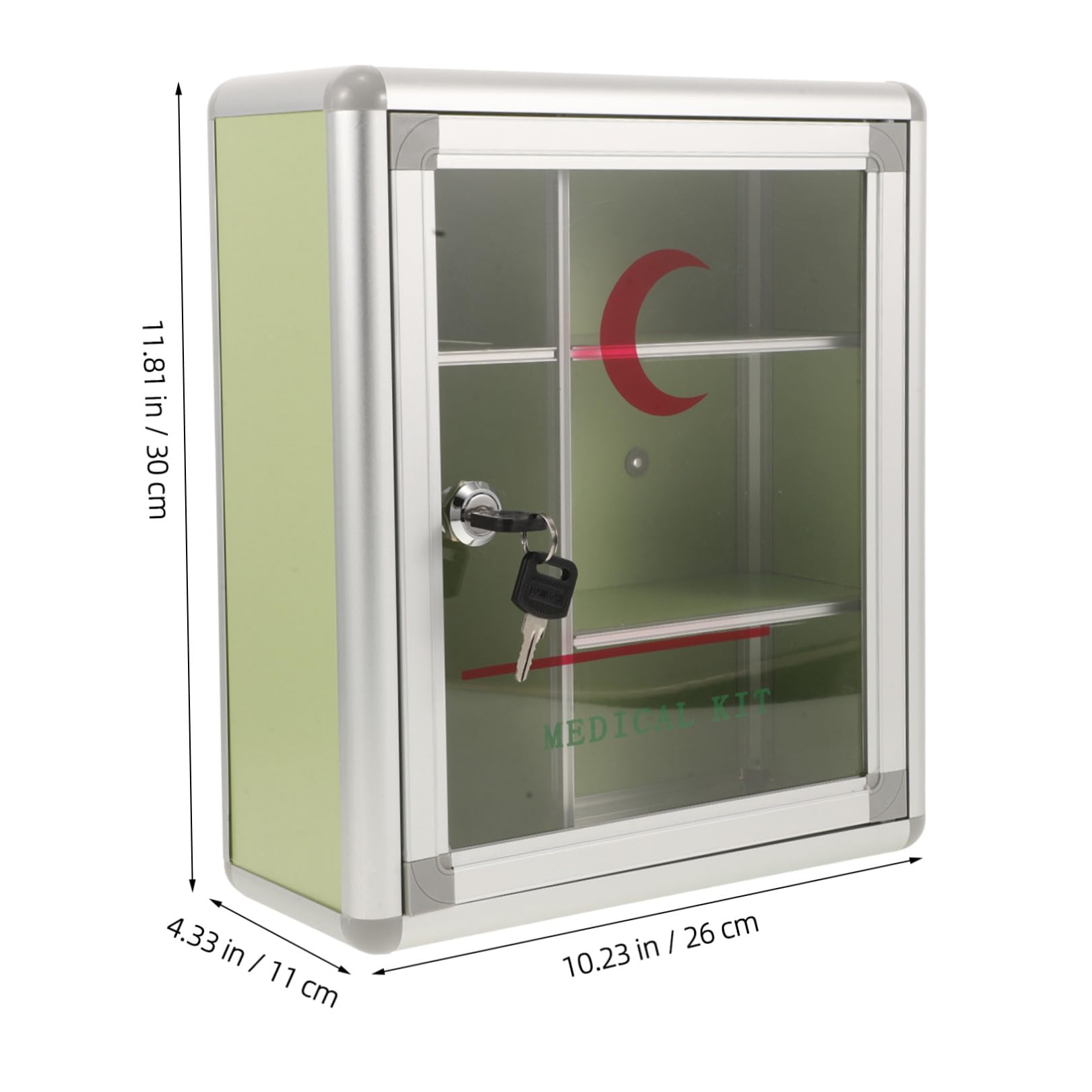 Amosfun 1 Juego Botiquín De Pared Contenedor Cerrable De Botiquín con Cerradura Organizador De Botiquin Tablero De Densidad y Aleación De Aluminio.