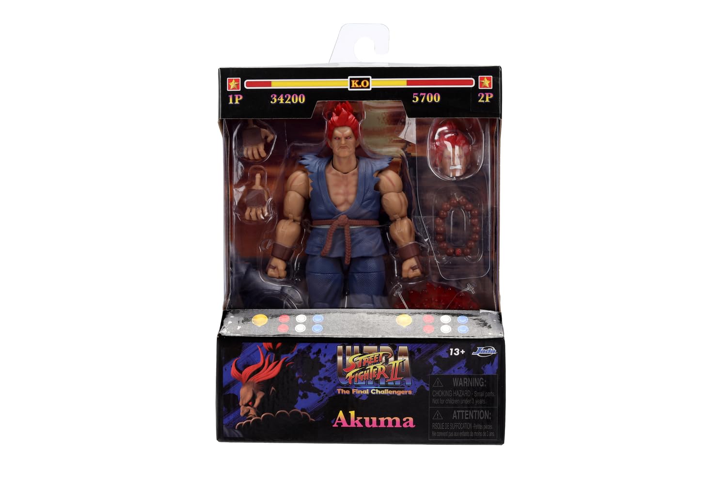 Jada Toys Street Fighter Akuma (15.7 cm) - Movable Collectible and Action Figure from Street Fighter 2: The Final Challengers, with Alternative Head, Hands and Accessories, from 13 Years