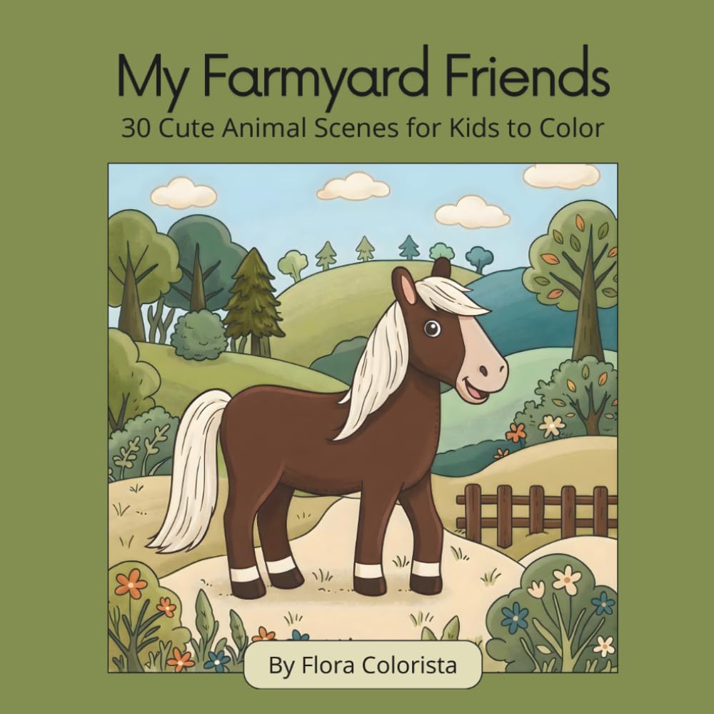 My Farmyard Friends: 30 Cute Animal Scenes for Kids to Color