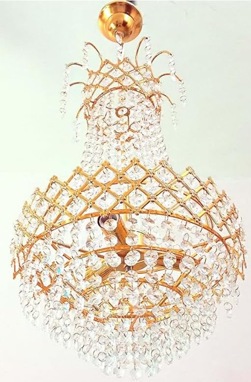 Image of SUANI Modern Crystal 40 watt Decorative Pendant Crystal Chandelier | Chandelier for Home| Chandelier for Restaurant | Jhoomar for Hotel | Light Fixture Chandelier (Golden300 mm)