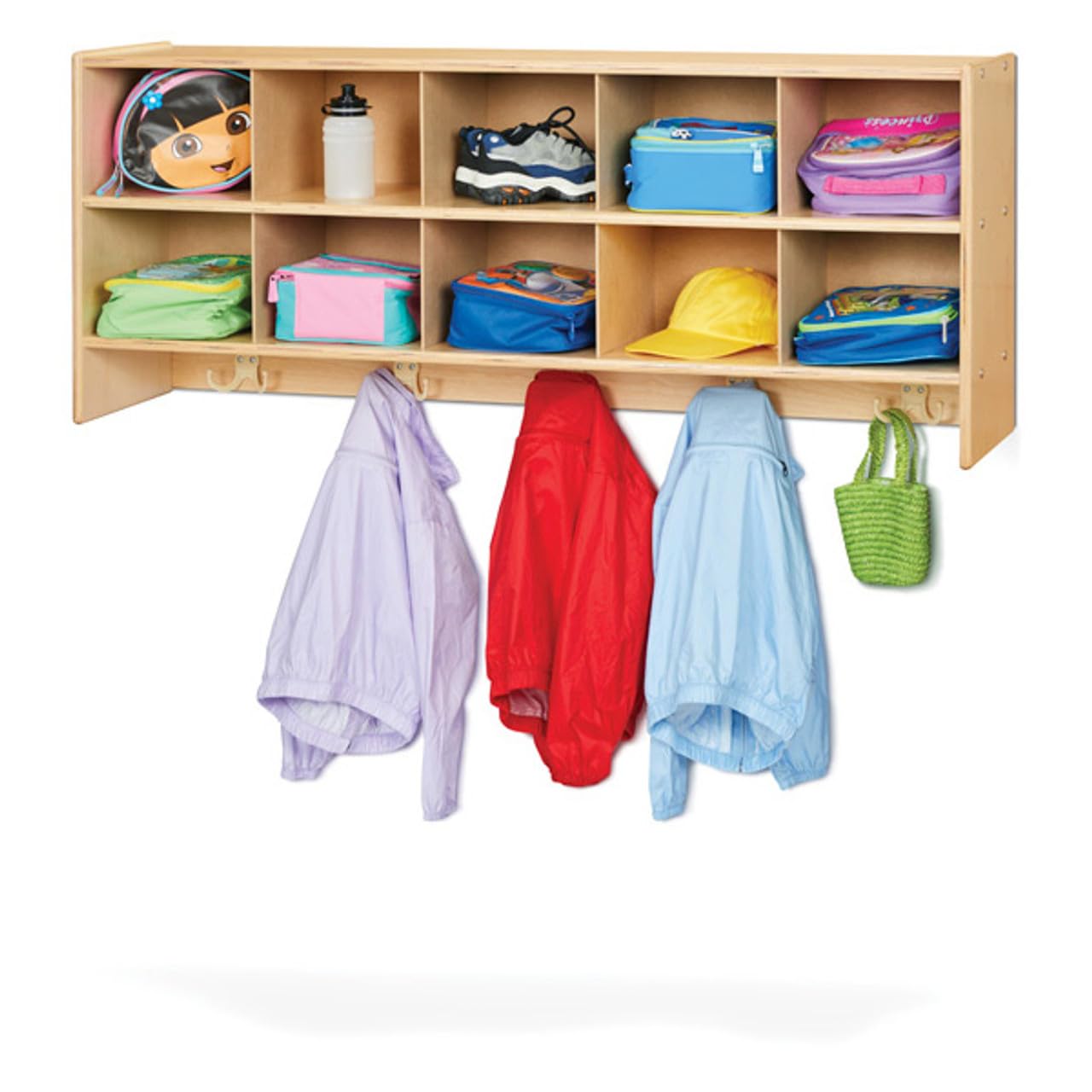 Young Time Jonti-Craft 7104YT 10 Section Wall Mount Coat Locker - Kids Classroom Storage