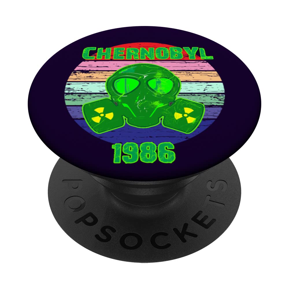 Chernobyl Radioactive Nuclear Mask Vintage Retro Sun Design PopSockets Swappable PopGrip, Black