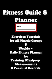 Fitness Guide with Tutorials for all Muscle Groups & 10 Weeks Planner (Weekly&Daily) for Tracking/Planning Meals, Exercises etc.: Matt Black Softcover 6x9 Inch (DIN 5) 84 Pages