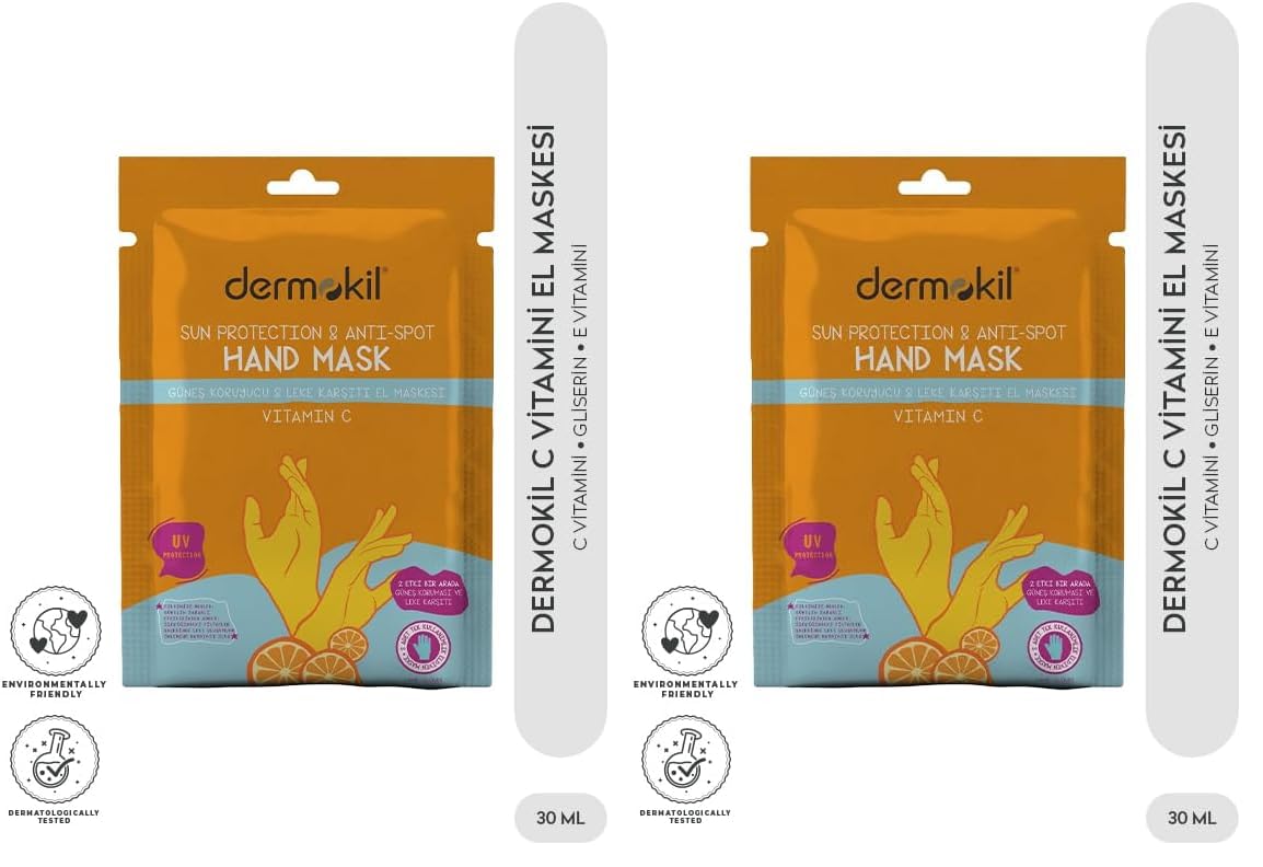 Dermokil Vitamin C-Güneş Koruyucu ve Leke Karşıtı El Maskesi 30 ml (2 paketi)