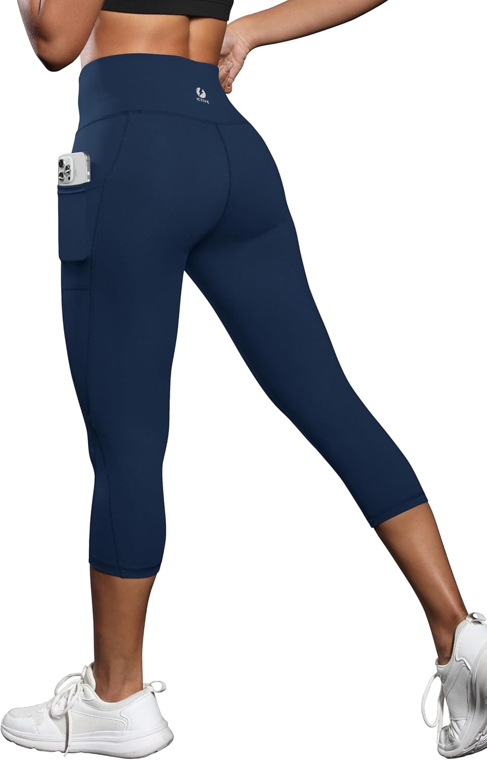 Fihapyli ICTIVE Women's Capris Yoga Pants with Pockets Running Pilates Fitness Running High Waisted Leggings