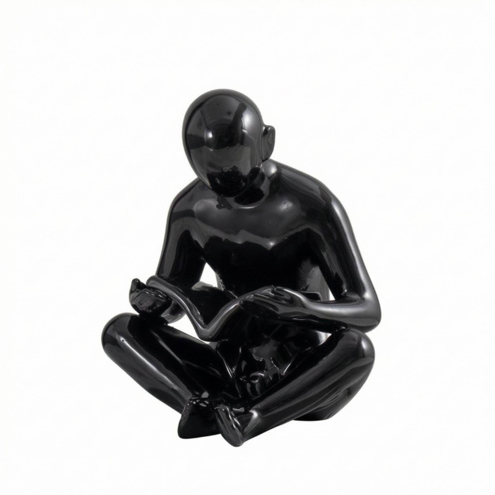 Reader Figurine Modern Reading Statue Minimalist Human Figurine with Book for Art Collectors, Bookshelf, Study, Living Room Black-image-40