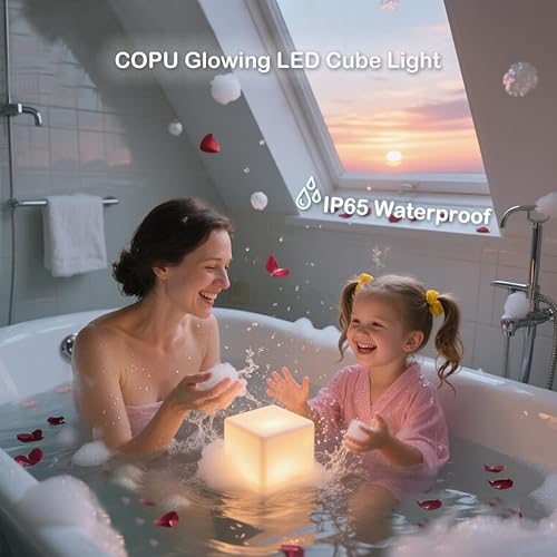 Miniatura 5 de Lámpara de cubo LED de 4 pulgadas, lámpara de cubo Tesseract de 16 colores RGB con control remoto, lámpara de estado de ánimo impermeable recargable