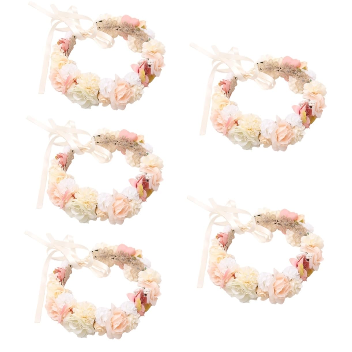FRCOLOR 5stücke Blumen Haarband Für Braut Mit Bändern Einstellbares Kopfschmuck-accessoire Für Hochzeiten Festlichkeiten Und Alltag Für Bräute Brautjungfern Und Blumenmädchen